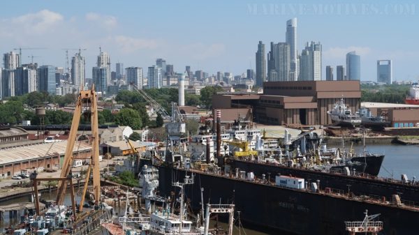 Photo with view from the port to downtown Buenos Aires in Argentina