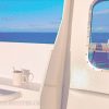 Coffee time in the bridge wing of a big container ship