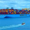 Maersk Line container ship (Moskow Maersk) just departing from port