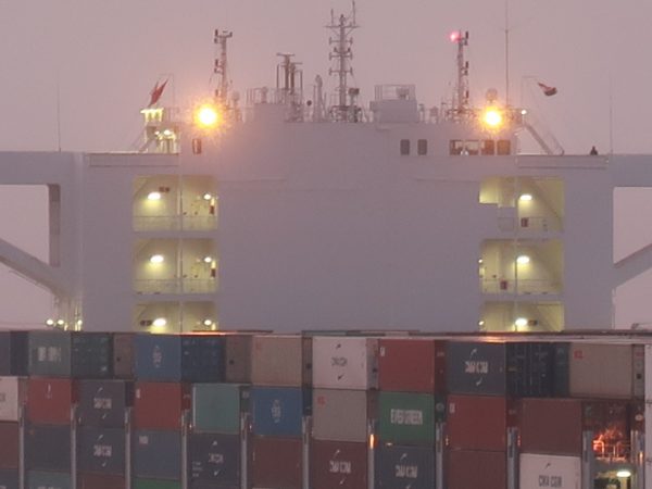 OOCL Container Ship on Anchorage