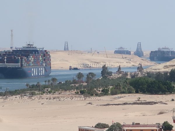 Container Ship Convoy in the Suez Canal