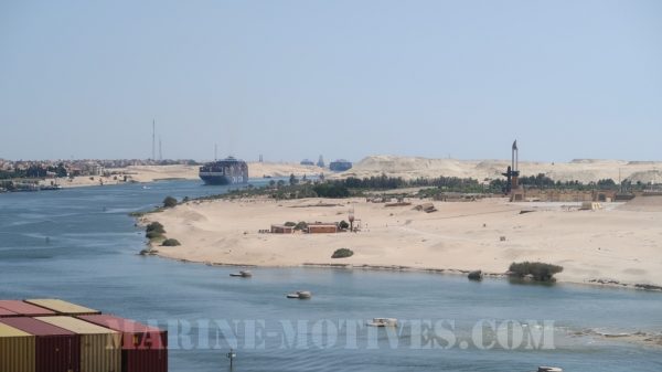 Container Ship Convoy in the Suez Canal