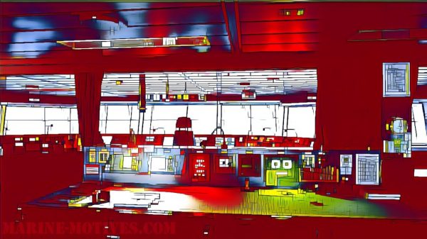 The Wheel House of a big Container Ship